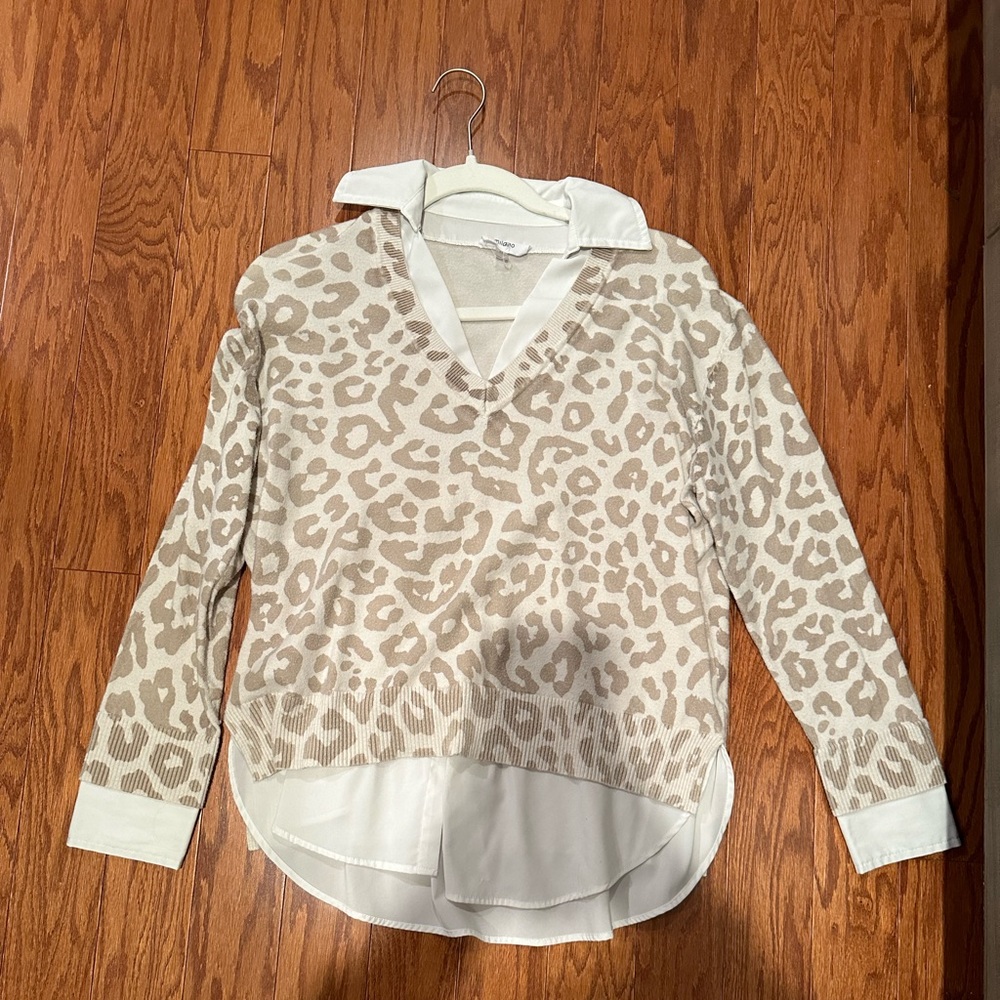 sheer/cotten leopard print blouse